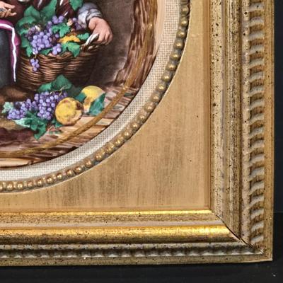 LOT 348B: Vintage Porcelain Hand Enameled Framed Wall Decor