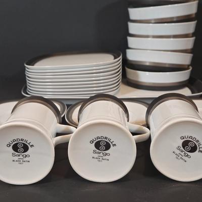 LOT 349B: Quadrille Sango Black Satin Pieces Made In Japan