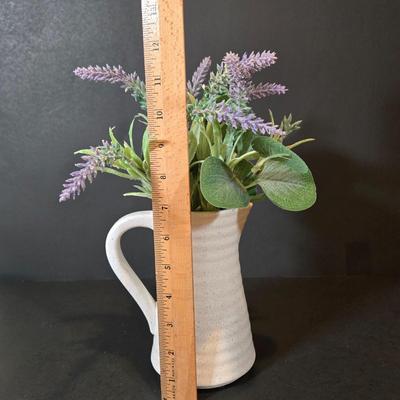 LOT 350B: A Day Dream Framed Etched Art, Clay Pitcher with Faux Lavender, and Two Antique British Poets and Translations Books