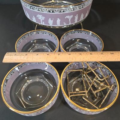 LOT 351B: Jeanette Hellenic Wedgwood Bowl Set with Holders