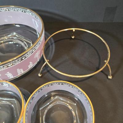 LOT 351B: Jeanette Hellenic Wedgwood Bowl Set with Holders