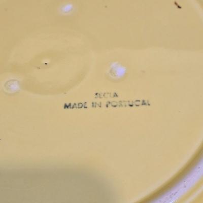 LOT 352B: Secla Portugal Majolica Yellow Cabbage Leaf Soup Tureen, Ten Plates, and More