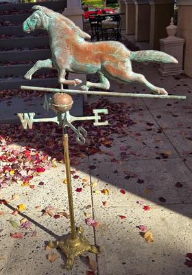 LOT 354B: Vintage Horse Weather Vane on Pole and Wooden Swan