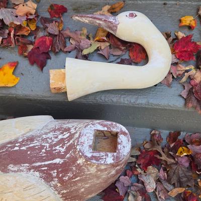 LOT 354B: Vintage Horse Weather Vane on Pole and Wooden Swan