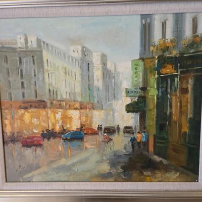 LOT 356B: European Cityscape Artist Signed Framed Painting