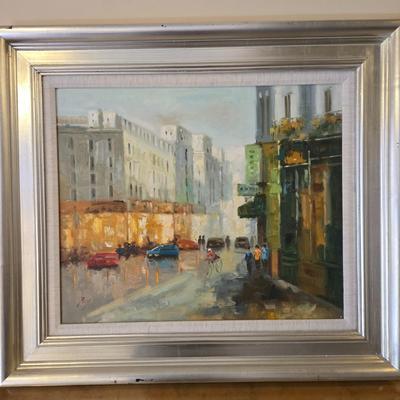 LOT 356B: European Cityscape Artist Signed Framed Painting