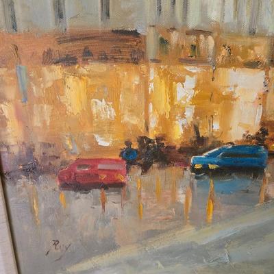 LOT 356B: European Cityscape Artist Signed Framed Painting