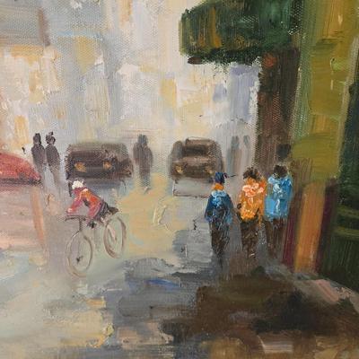 LOT 356B: European Cityscape Artist Signed Framed Painting