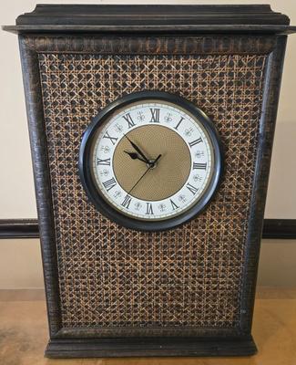 LOT 358B: Wicker Wooden Free Standing Cabinet Clock