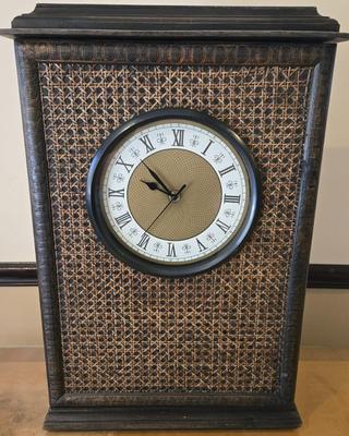 LOT 358B: Wicker Wooden Free Standing Cabinet Clock