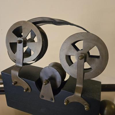 LOT 360B: Decorative Vintage Style Nesting Trunks and Table Decor Double Reel Metal Movie Camera