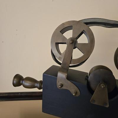 LOT 360B: Decorative Vintage Style Nesting Trunks and Table Decor Double Reel Metal Movie Camera