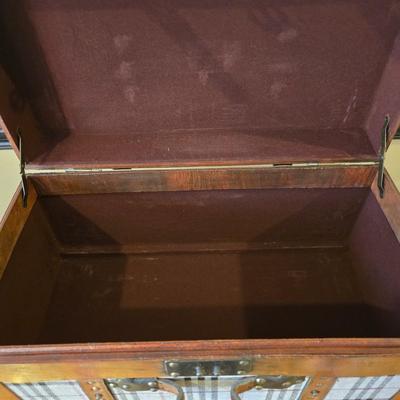 LOT 360B: Decorative Vintage Style Nesting Trunks and Table Decor Double Reel Metal Movie Camera