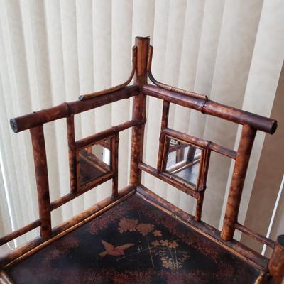 LOT 416F: Vintage Bamboo Corner Shelf & Decorative Wall Shelf