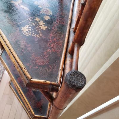 LOT 416F: Vintage Bamboo Corner Shelf & Decorative Wall Shelf