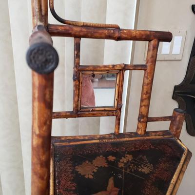 LOT 416F: Vintage Bamboo Corner Shelf & Decorative Wall Shelf