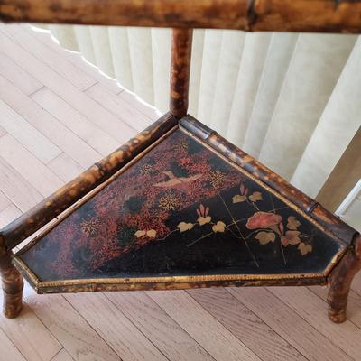 LOT 416F: Vintage Bamboo Corner Shelf & Decorative Wall Shelf