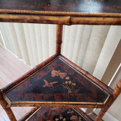 LOT 416F: Vintage Bamboo Corner Shelf & Decorative Wall Shelf