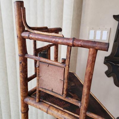 LOT 416F: Vintage Bamboo Corner Shelf & Decorative Wall Shelf