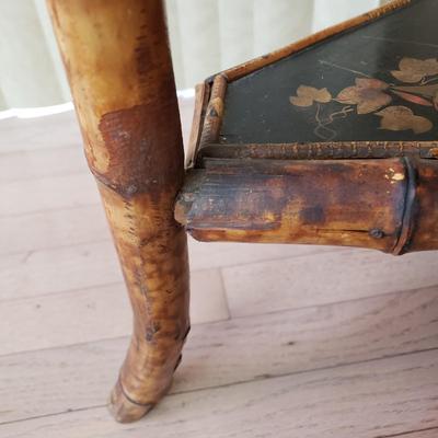 LOT 416F: Vintage Bamboo Corner Shelf & Decorative Wall Shelf