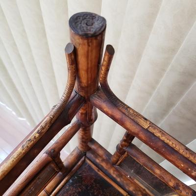 LOT 416F: Vintage Bamboo Corner Shelf & Decorative Wall Shelf