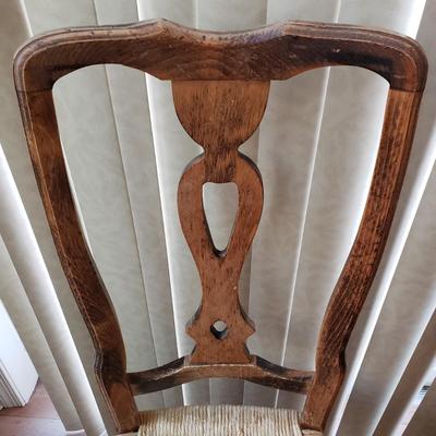 LOT 417F: Pair of Vintage Rush Seat Wooden Chairs