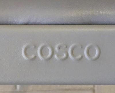 LOT 444B: Six Grey Folding Chairs /3 with Fabric Seats and 3 with Leather-Like Seats