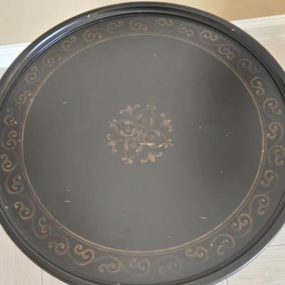 LOT 449B: Floor Lamp, Wall Clock, and Bombay Company Round Side Table