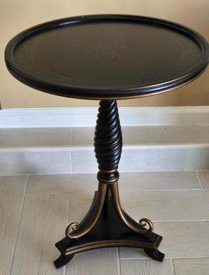 LOT 449B: Floor Lamp, Wall Clock, and Bombay Company Round Side Table