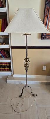 LOT 449B: Floor Lamp, Wall Clock, and Bombay Company Round Side Table