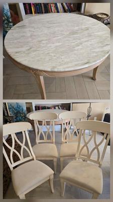 LOT 452B: Marble Top Table and Four Chairs