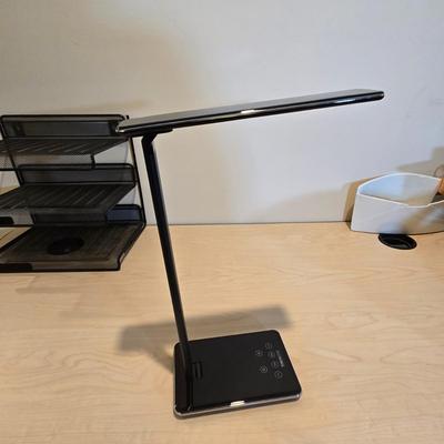 LOT 454B: Adjustable Height Desk with Multiple Office Supplies