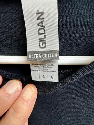 Sale Photo Thumbnail #104: Front image of a woman at a summit holding an "I DID IT" sign, back is a list of the 12 Southern California peaks climbed.  Good used condition. Made by Gildan, ultra cotton.