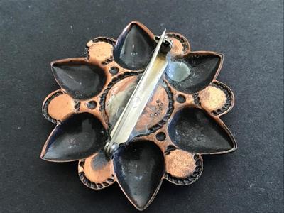 Copper Turquoises Stone like Vintage Brooch
