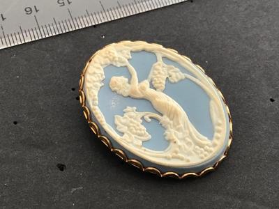 Vintage Blue Cameo Fashion Brooch