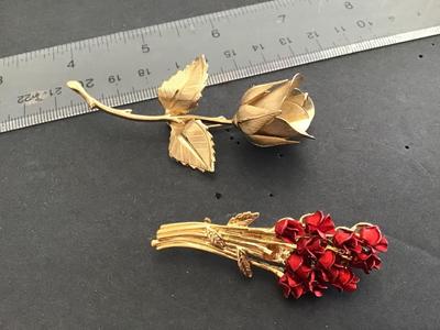 Rose Brooch/pins. Marked