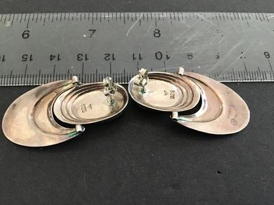 Large Sterling 925 knocker Onyx Silver Signed Earrings