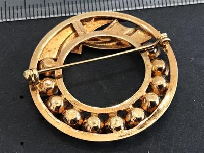 Catamore Gold Filled Vintage Rhinestone Brooch. Marked