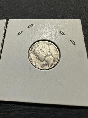 1941, 1942 AND 1945 MERCURY DIMES - .900 SILVER