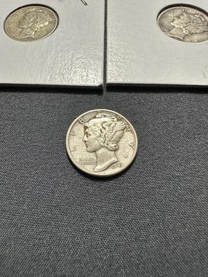 1936, 1937 AND 1943 MERCURY DIMES - .900 SILVER