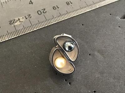 Sterling Pearl Clip Marked