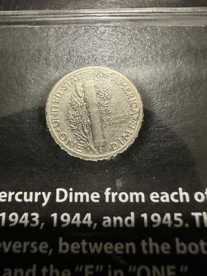 1943, 1944 AND 1945 MERCURY DIMES - .900 SILVER