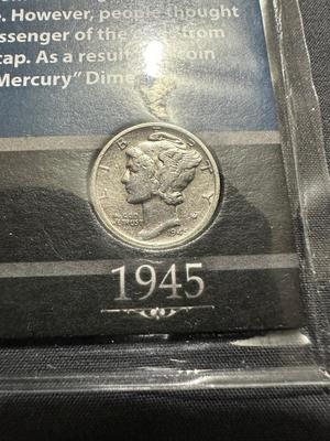 1943, 1944 AND 1945 MERCURY DIMES - .900 SILVER
