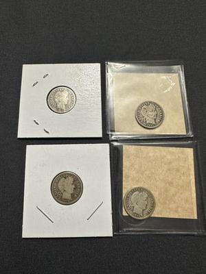 1911, 1913 AND 1916 BARBER DIMES - .900 SILVER