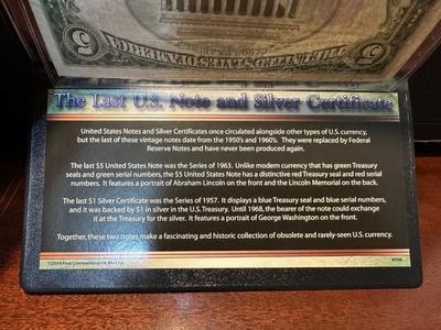 1957 $1 SILVER CERTIFICATE AND 1963 $5 RED SEAL