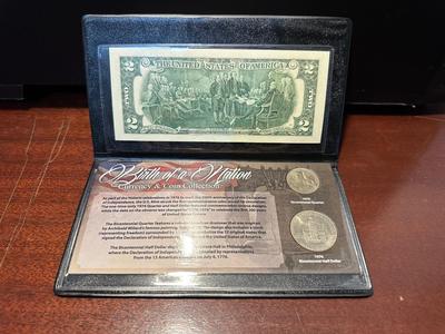 2013 $2 BILL AND 1976 BICENTENNIAL QUARTER AND HALF DOLLAR