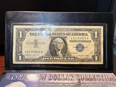 1957 $1 BLUE SEAL AND 2007 DOLLAR COIN