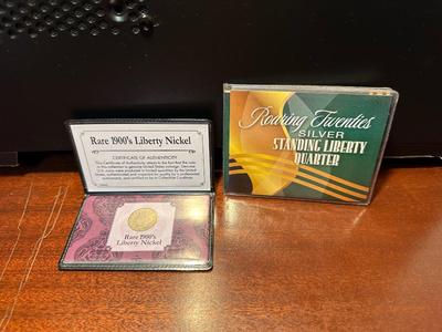 1912 LIBERTY NICKEL AND SILVER STANDING LIBERTY QUARTER