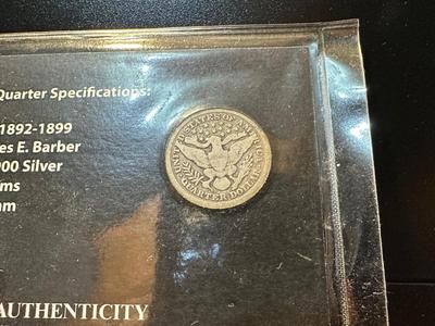 1925 SILVER STANDING LIBERTY QUARTER AND 1899 BARBER SILVER QUARTER