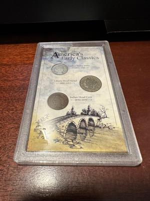 1903 SILVER BARBER DIME, 1912 LIBERTY HEAD NICKEL AND 1906 INDIAN HEAD PENNY